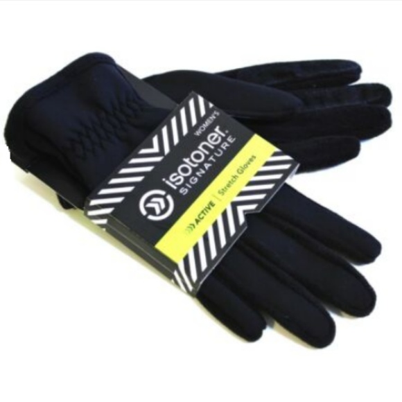 Isotoner Gloves Black Lycra Stretch One Size - Picture 2 of 3